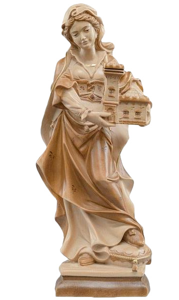 Heilige Barbara mit Burgturm Größe 20 cm, gebeizt