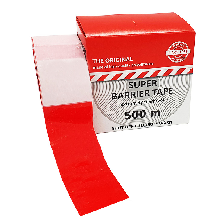 Absperrband rot/weiß, SPERRZONE 8 cm, 500 m
