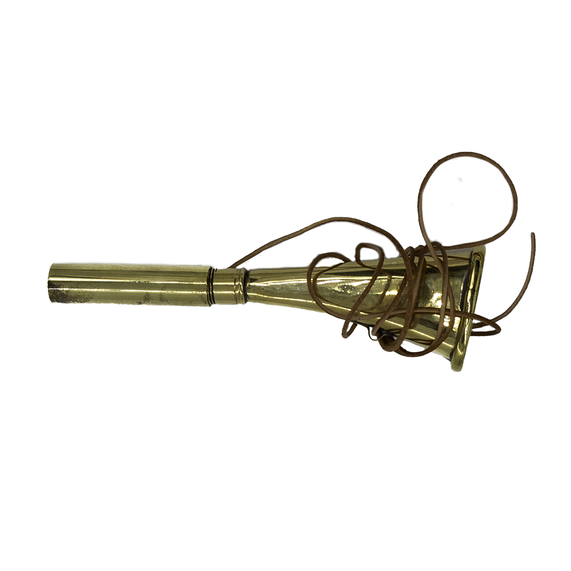 Messinghorn klein 14 cm mit Lederband