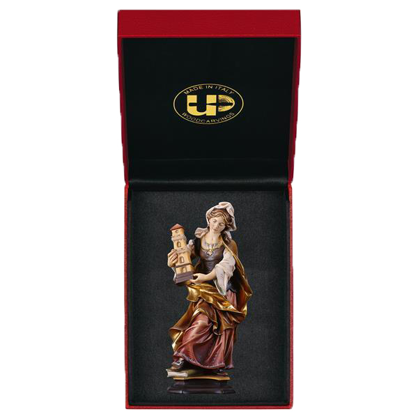 Heilige Barbara in Etui, 10 cm bemalt
