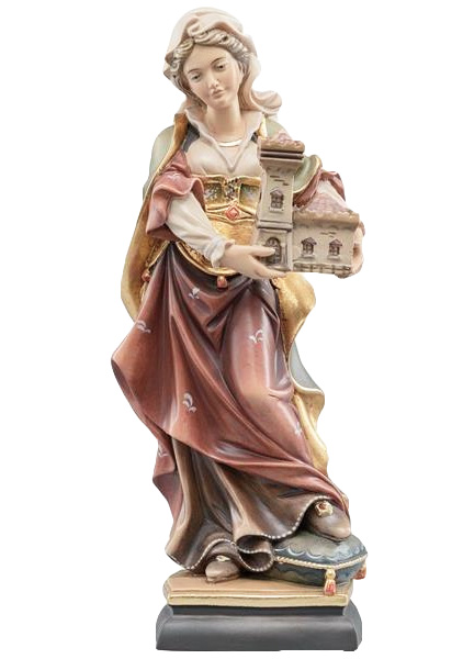 Heilige Barbara mit Burgturm Größe 20 cm, bemalt